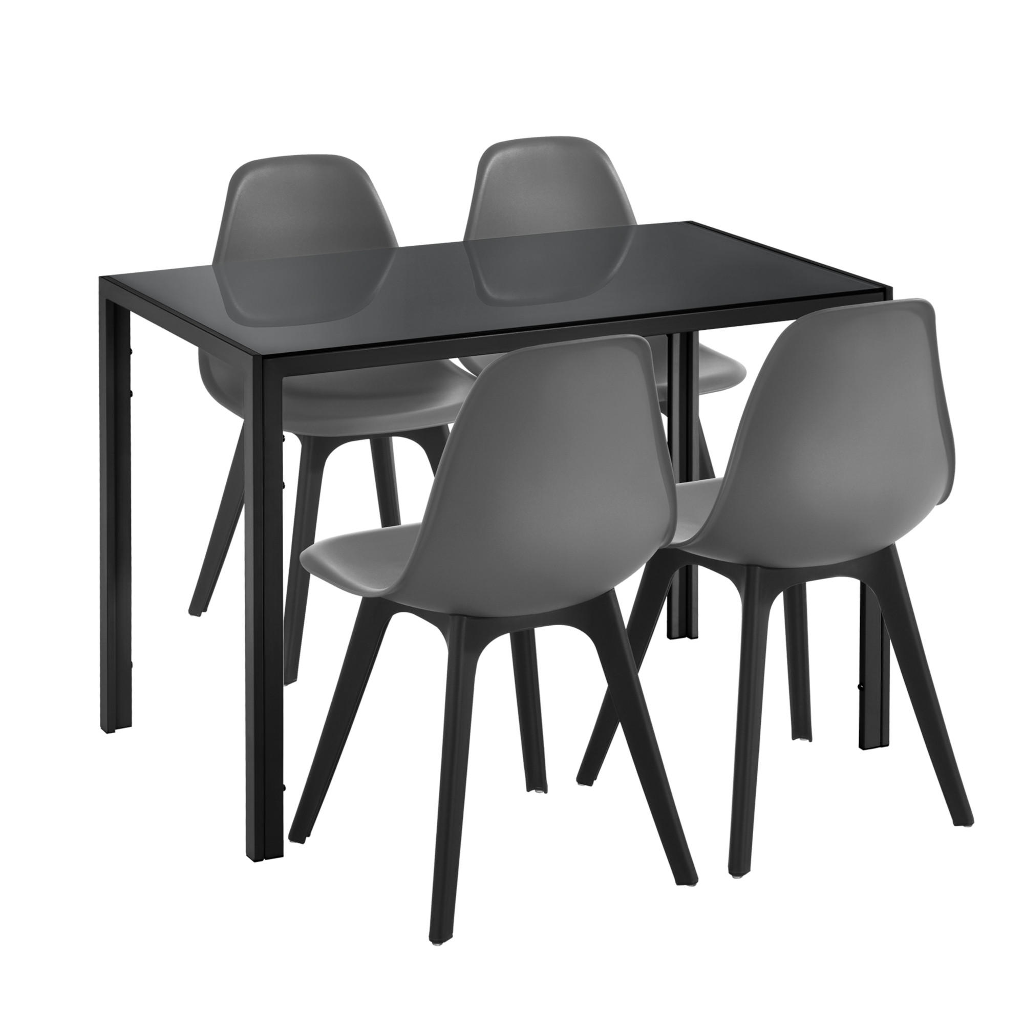 ESSGRUPPE Stathelle - Grau, Glas/Metall (105/75/60cm) - [en.casa]
