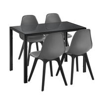 ESSGRUPPE Stathelle - Grau, Glas/Metall (105/75/60cm) - [en.casa]