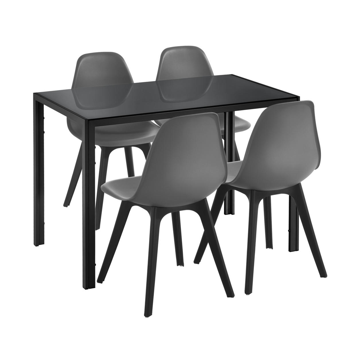 ESSGRUPPE Stathelle - Grau, Glas/Metall (105/75/60cm) - [en.casa]