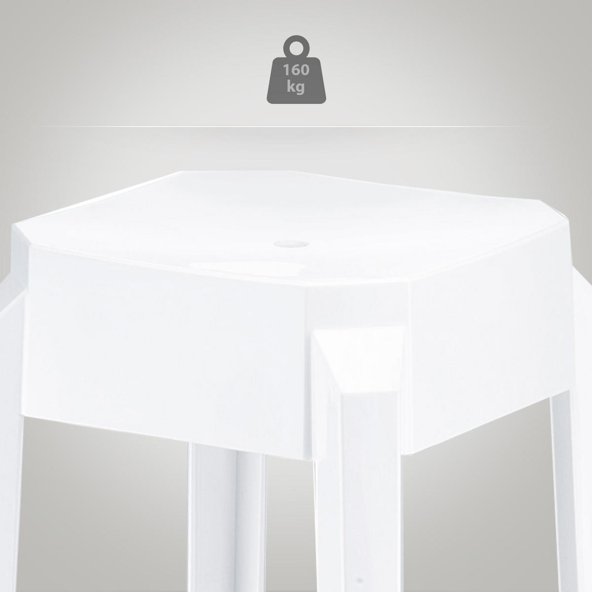 BARHOCKER Kunststoff weiß glanz - Eukalyptusholzfarben/Weiß Hochglanz, Kunststoff (36/75/36cm) - CLP