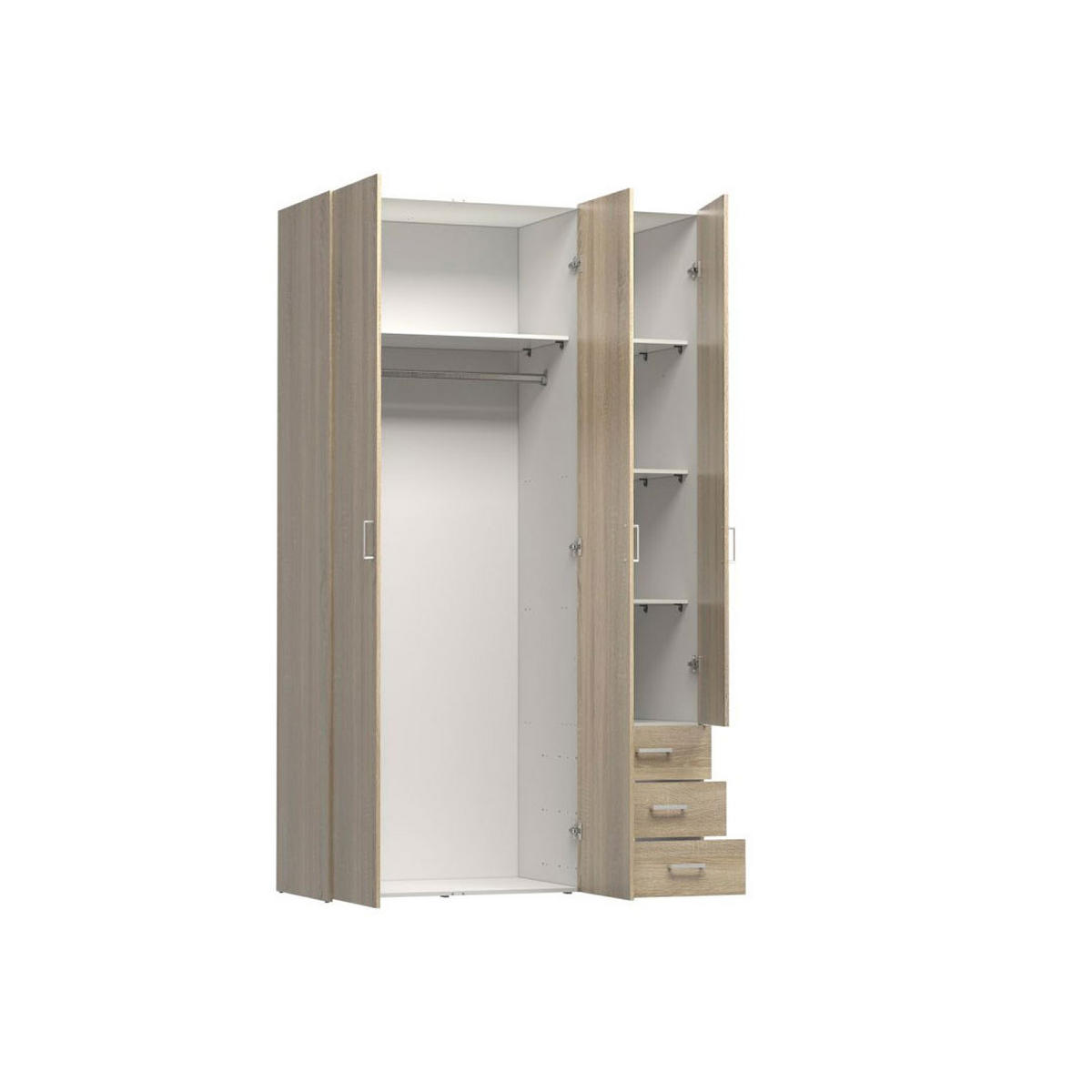 KLEIDERSCHRANK Spell Eichefarben 115/50/200 cm - Eichefarben, Holzwerkstoff (115/200/50cm) - ebuy24