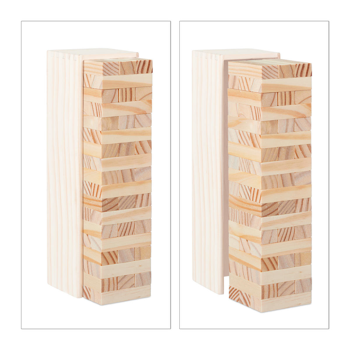 WACKELTURM - Hellbraun, Holz (8/7cm) - Relaxdays