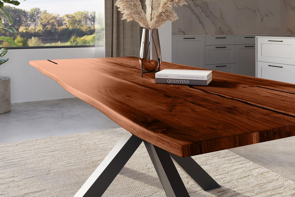 ESSTISCH POLLY - Schwarz/Braun, Holz/Metall (100/300/77cm) - SAM