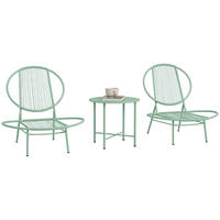 BISTRO-SET DE-07275 3-teilig aus Polyrattan mit Muschelstühlen Grün - Grün, Kunststoff/Metall - ComfortXL
