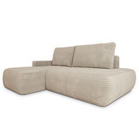 ECKSOFA AVINI T L-S Creme Kordstoff mit Schlaffunktion - Creme, Holzwerkstoff/Textil (277/160cm) - MASSENO