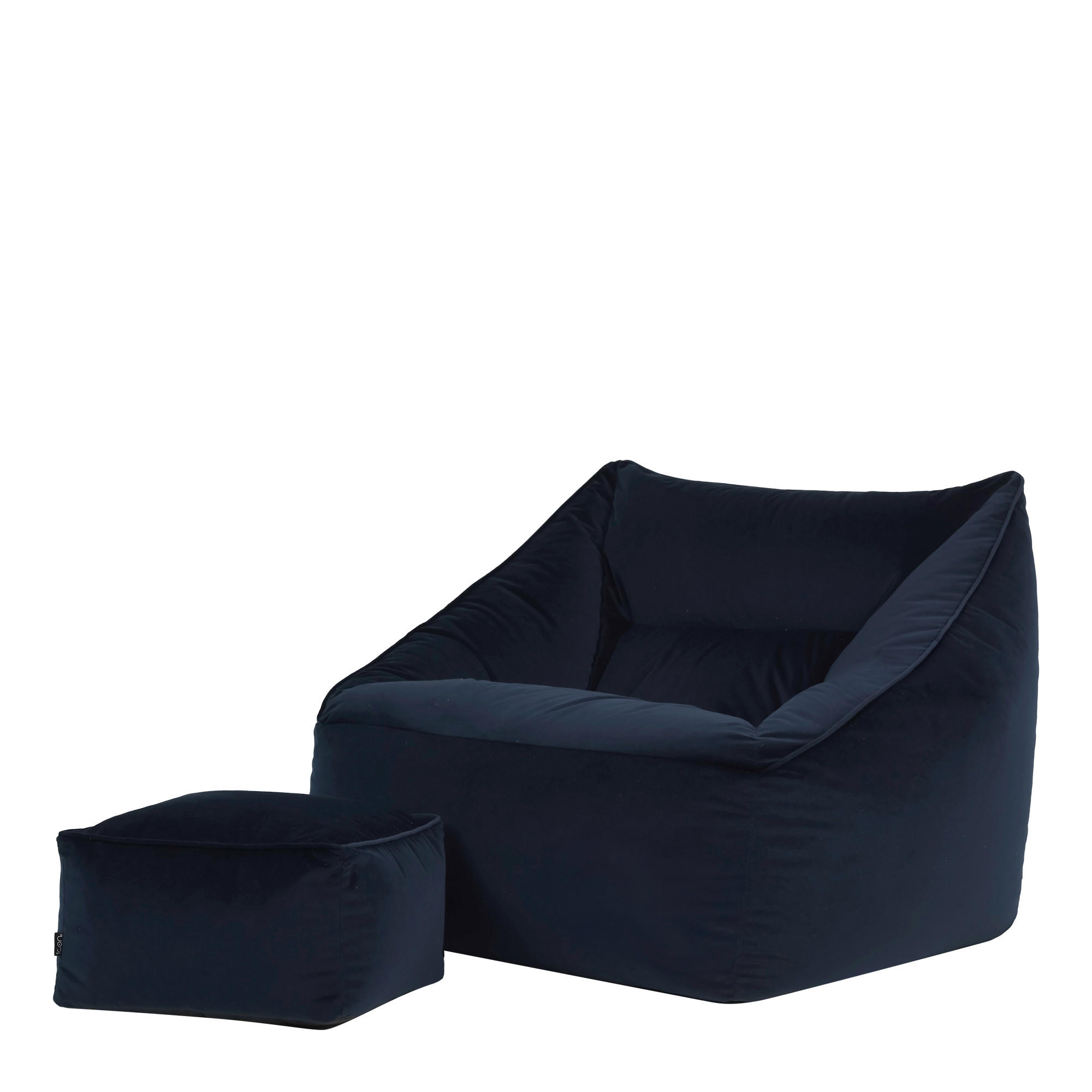 SITZSACK Sessel mit Sitzpouf - Gelb/Dunkelblau, Kunststoff (100/80/80cm) - icon