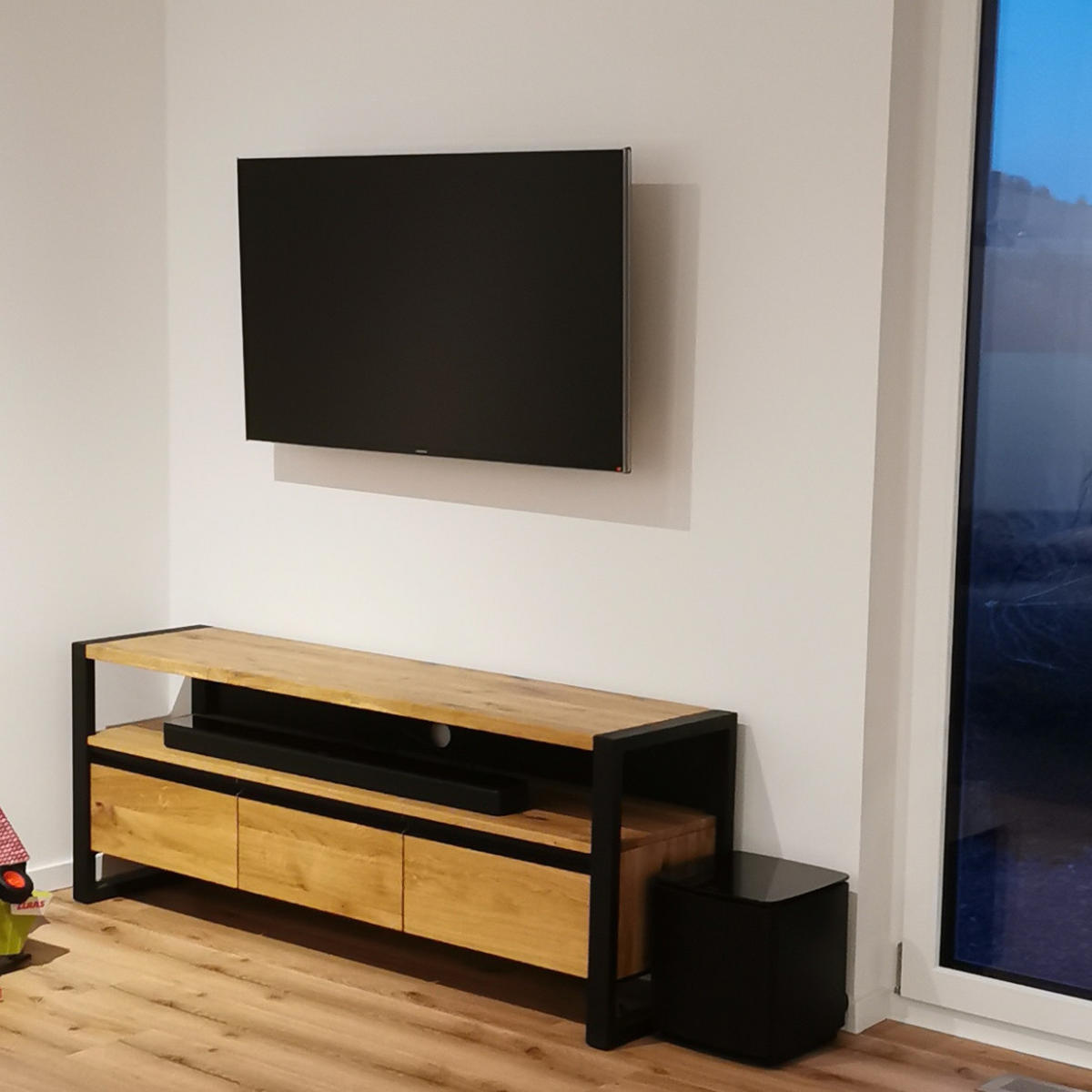 TV-SCHRANK aus Eiche mit Schubladen Loft/Wohnzimmer CAMERON - Eichefarben, Holz (155/60/40cm) - Rawood Furniture