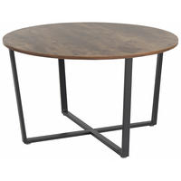 COUCHTISCH dunkler Holzfarbton/schwarz rund Orick - Dunkelbraun/Schwarz, Holzwerkstoff (80/80/47cm) - Beliani