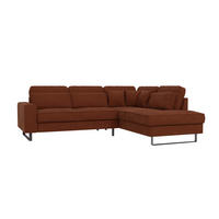 ECKSOFA Floe Terrakotta Cord - Terracotta/Schwarz, Holz/Kunststoff (290/231cm) - S-Style Möbel