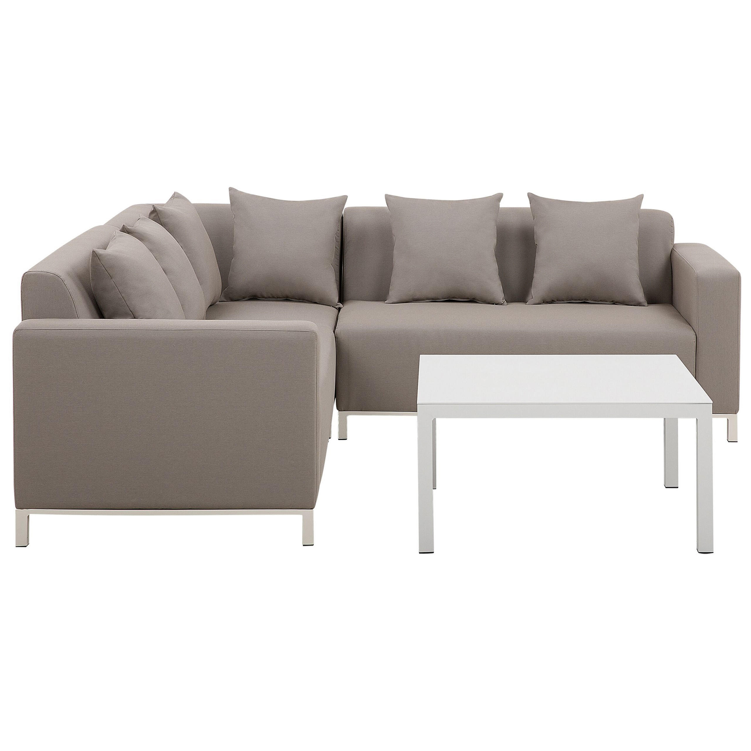 LOUNGE SET 5-Sitzer cremeweiß linksseitig modular Belize - Creme, Textil - Beliani
