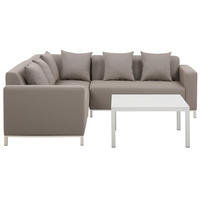 LOUNGE SET 5-Sitzer cremeweiß linksseitig modular Belize - Creme, Textil - Beliani
