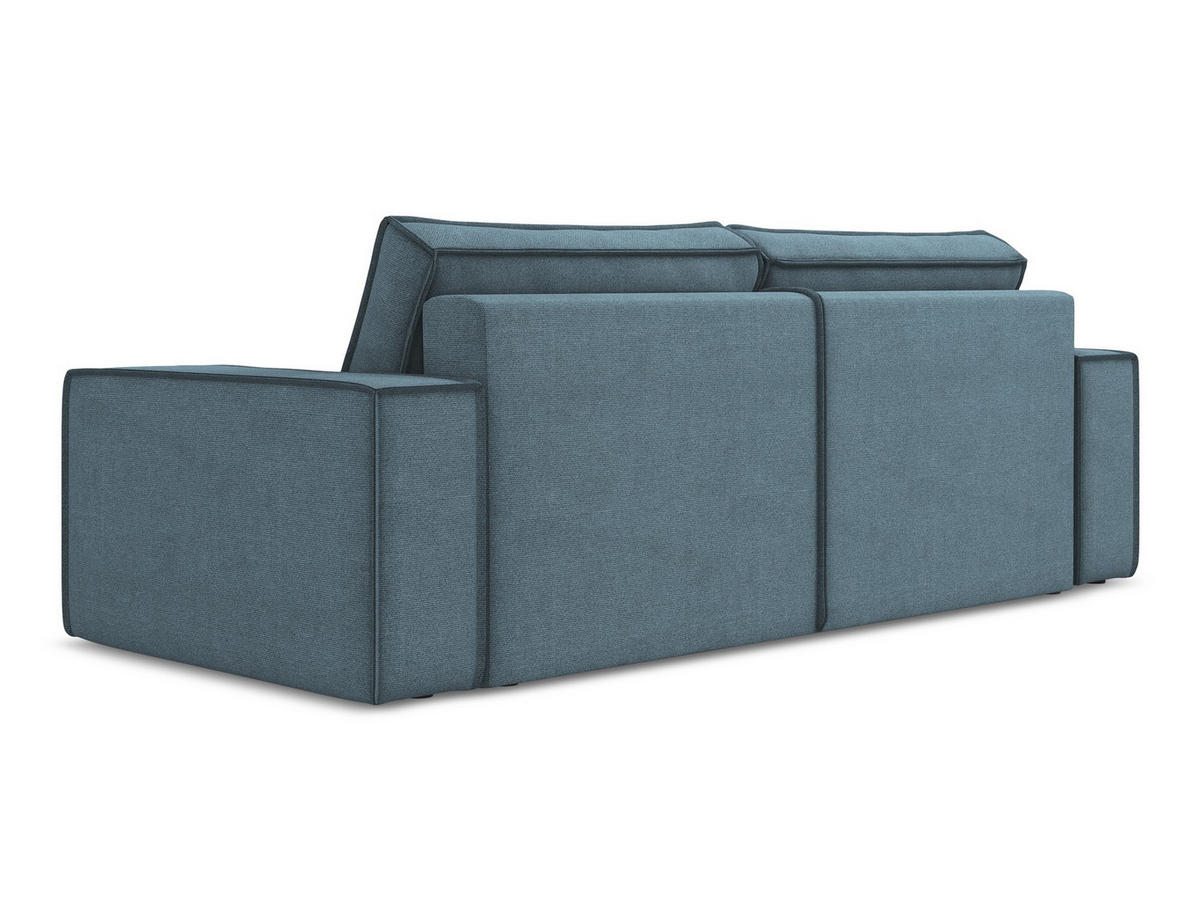 3-SITZER SOFA mit Schlaffunktion Strukturstoff Stoff Blau - Blau/Schwarz, Kunststoff/Textil (255/85/105cm) - Makamii