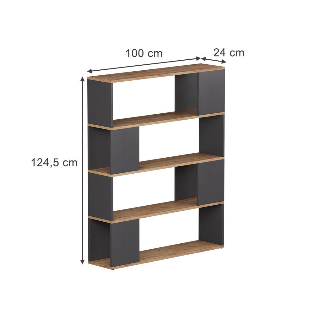 RAUMTEILER Eneos Anthrazit/Goldkraft Eiche 100 x 124.5 cm - Anthrazit/Eiche Wotan, Holzwerkstoff (100/124.5/24cm) - Vicco