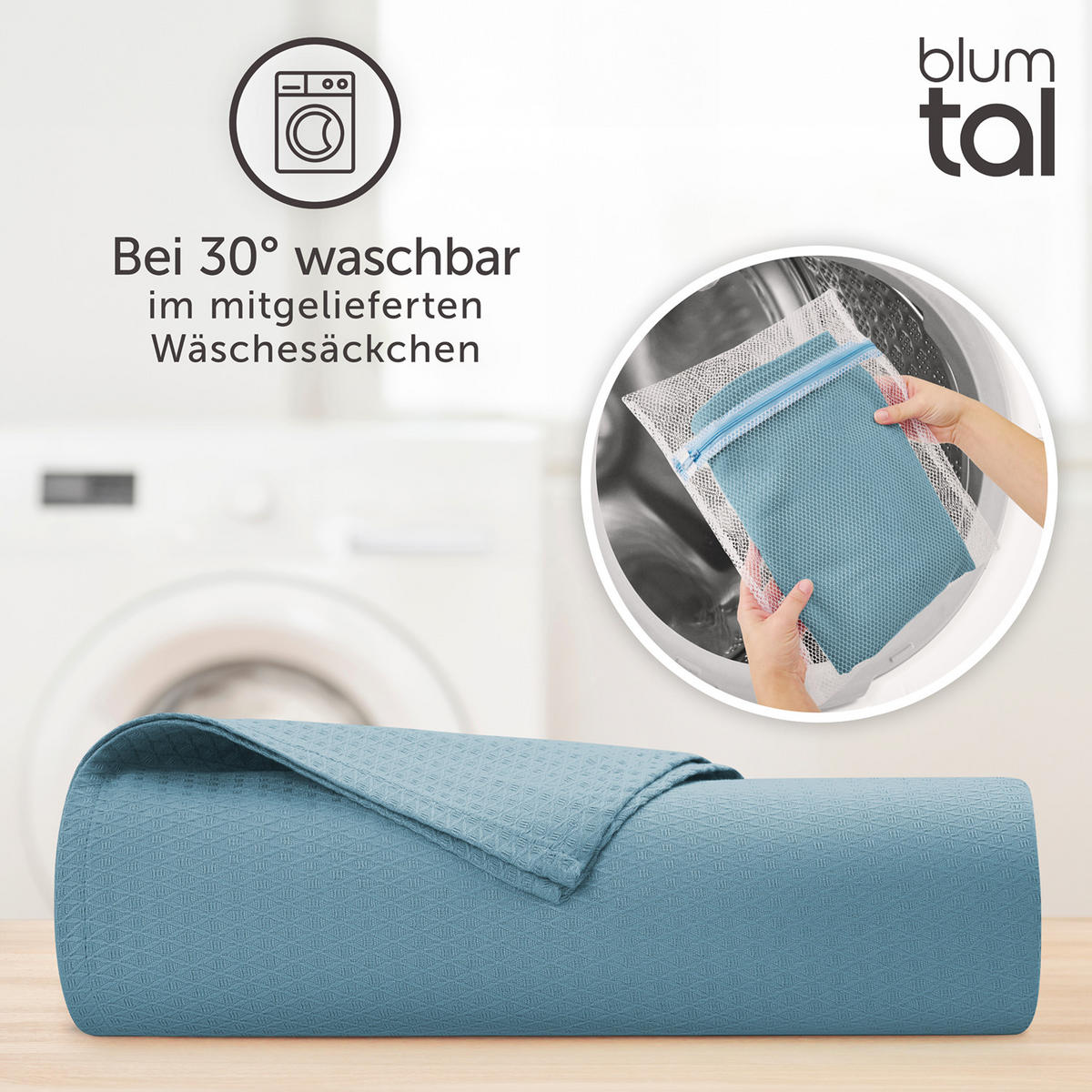 KÜHLDECKE Bambus Viskose 120x100 cm, Blau - Blau, Textil (120/100cm) - Blumtal