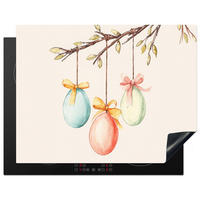 HERDABDECKPLATTE Osterkuchen - Schleife - Eier Induktionsmatte 77x59 cm - Creme, Kunststoff (77/59/0.2cm) - MuchoWow