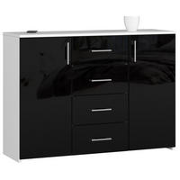 KOMMODE Weiß, Schwarz Glanz 80/110/35 - Weiß, Holzwerkstoff (110/80/35cm) - RAUMHIRSCH FURNITURE