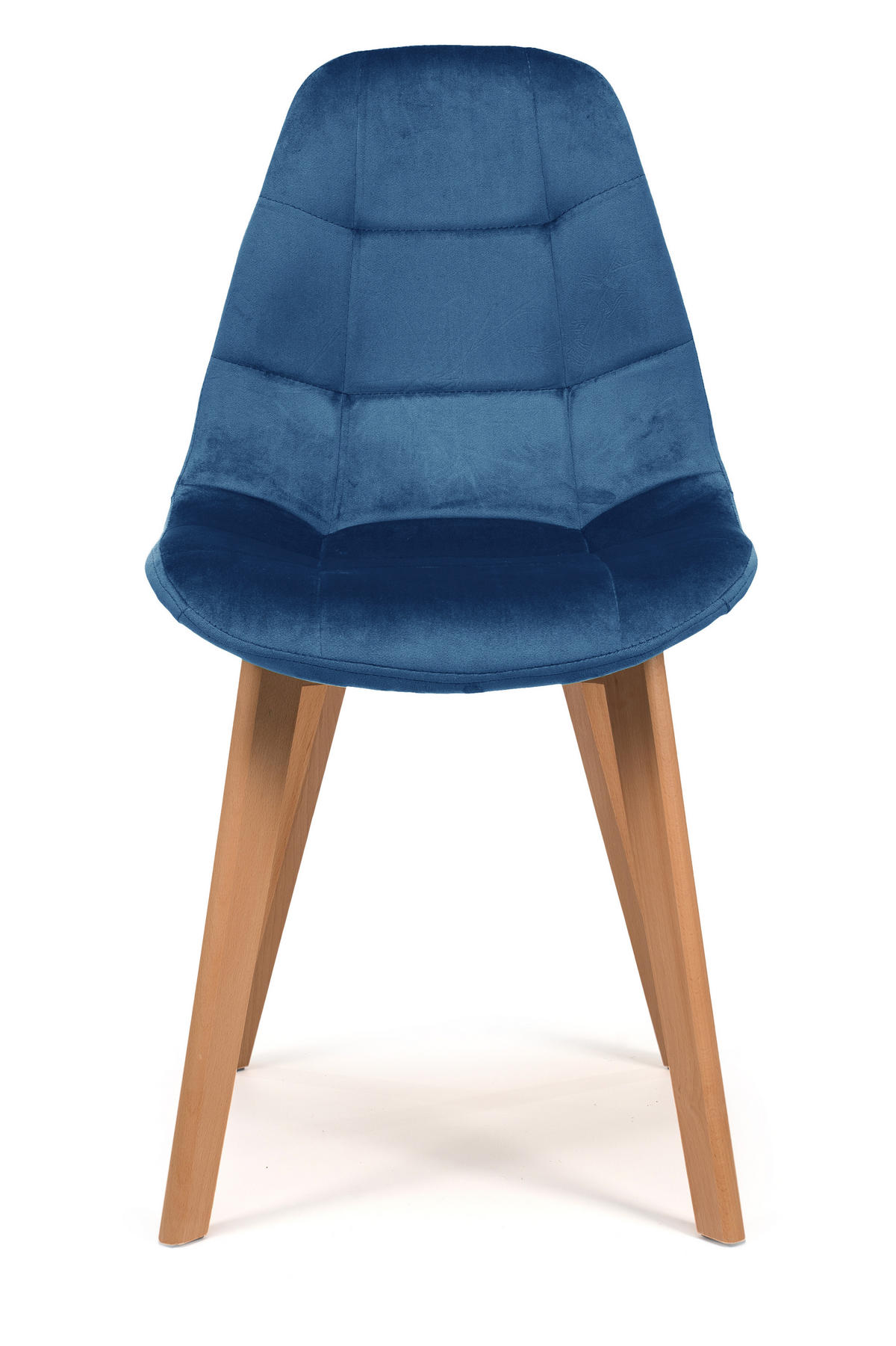 STUHL VEGAS im skandinavischen Stil - marineblau - Samt Velours - Dunkelblau/Naturfarben, Holz/Kunststoff (47/86/42cm) - NEW HOME