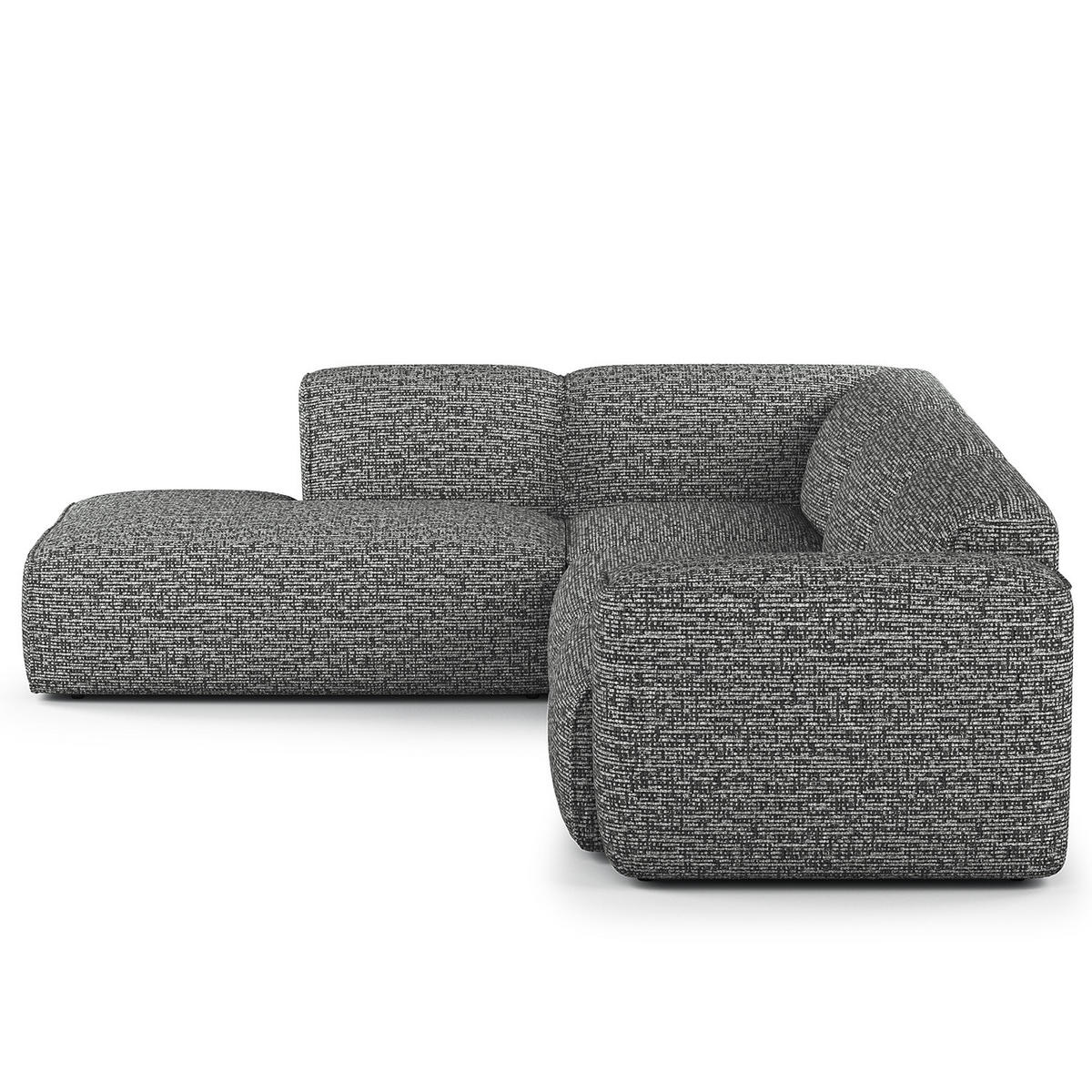 3-SITZER ECKSOFA mit Recamiere - Schwarz/Grau, Kunststoff/Textil (295/231cm) - home24