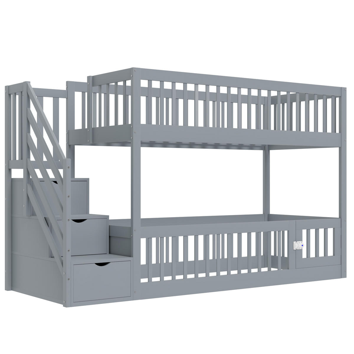 BETT Etagenbett 90x200 Grau/Weiß - Grau, Holz (90/200cm) - ComfortXL