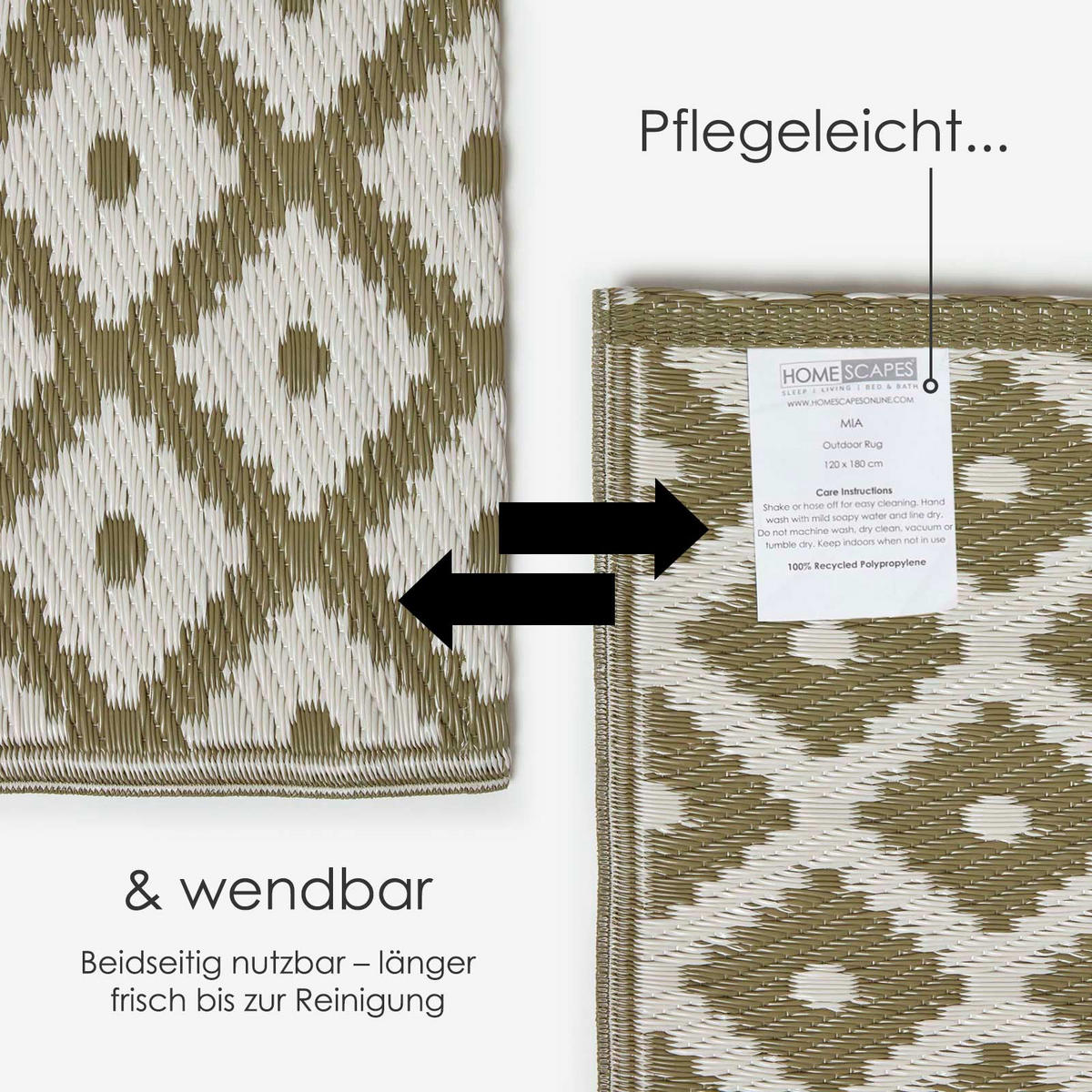 OUTDOORTEPPICH May geometrisch gemustert 180/270 cm - Olivgrün, Kunststoff (180/270cm) - Homescapes