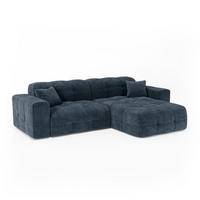 ECKSOFA rechtwinklig COCOON Geprägter Samt Mineralblau 230cm - Blau/Dunkelblau, Textil (230/155cm) - Premium Interiors