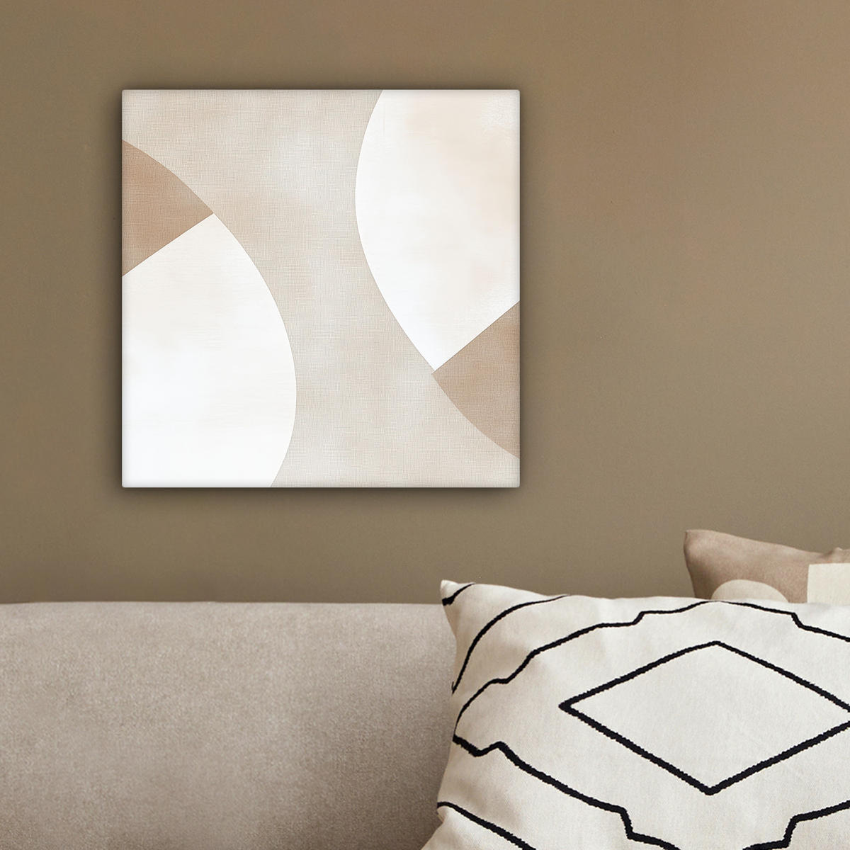 LEINWANDBILD Braun - Japandi - Abstrakt 20x20 cm - Sandfarben, Textil (20/20cm) - MuchoWow