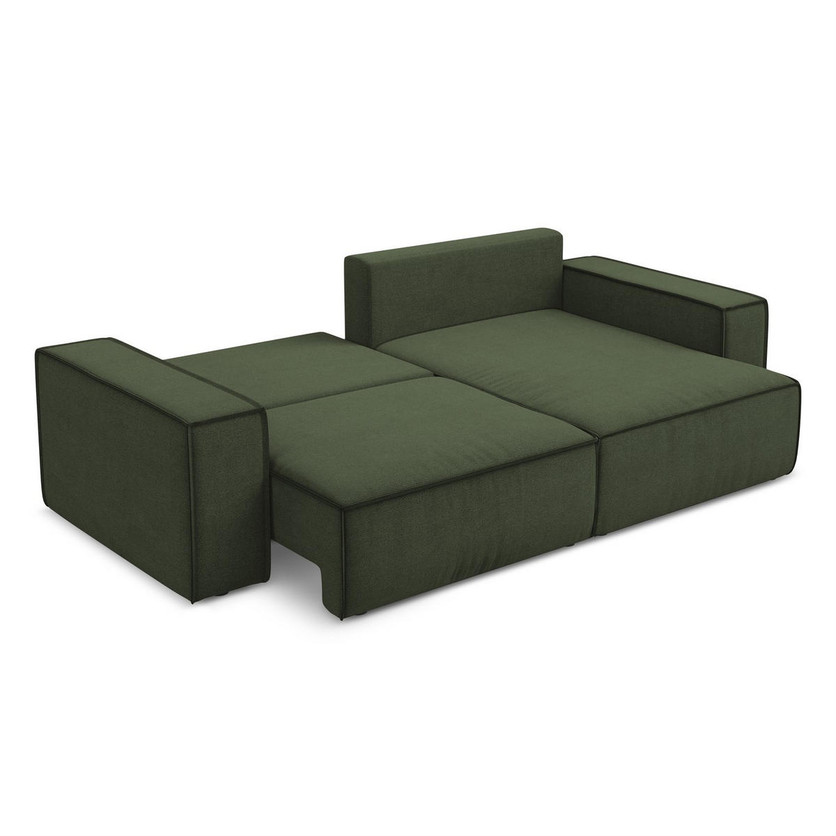ECKSOFA mit Schlaffunktion Strukturstoff Stoff Grün - Schwarz/Olivgrün, Kunststoff/Textil (257/148cm) - LaMiaSofa