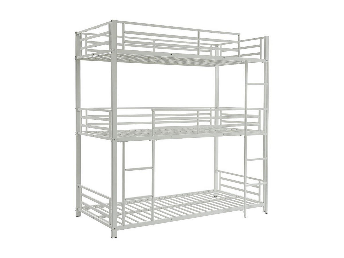 ETAGENBETT - 3 Personen - 3 x 90 x 190 cm - Metall - Weiß - ELOUAN III - Weiß, Metall - Vente-Unique