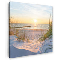 LEINWANDBILD Strand - Sonne - Düne - Gras - Sand - Horizont 20x20 cm - Hellblau, Textil (20/20cm) - MuchoWow