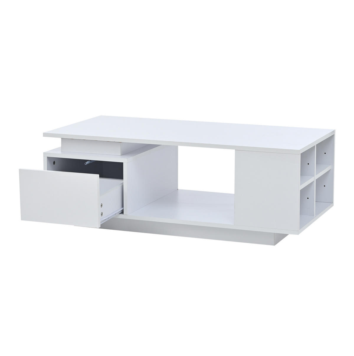 COUCHTISCH 100/50/36 cm weiß aus Spanplatte mit Schublade und LED - Weiß, Holzwerkstoff (100/50/36cm) - OKMYHOME