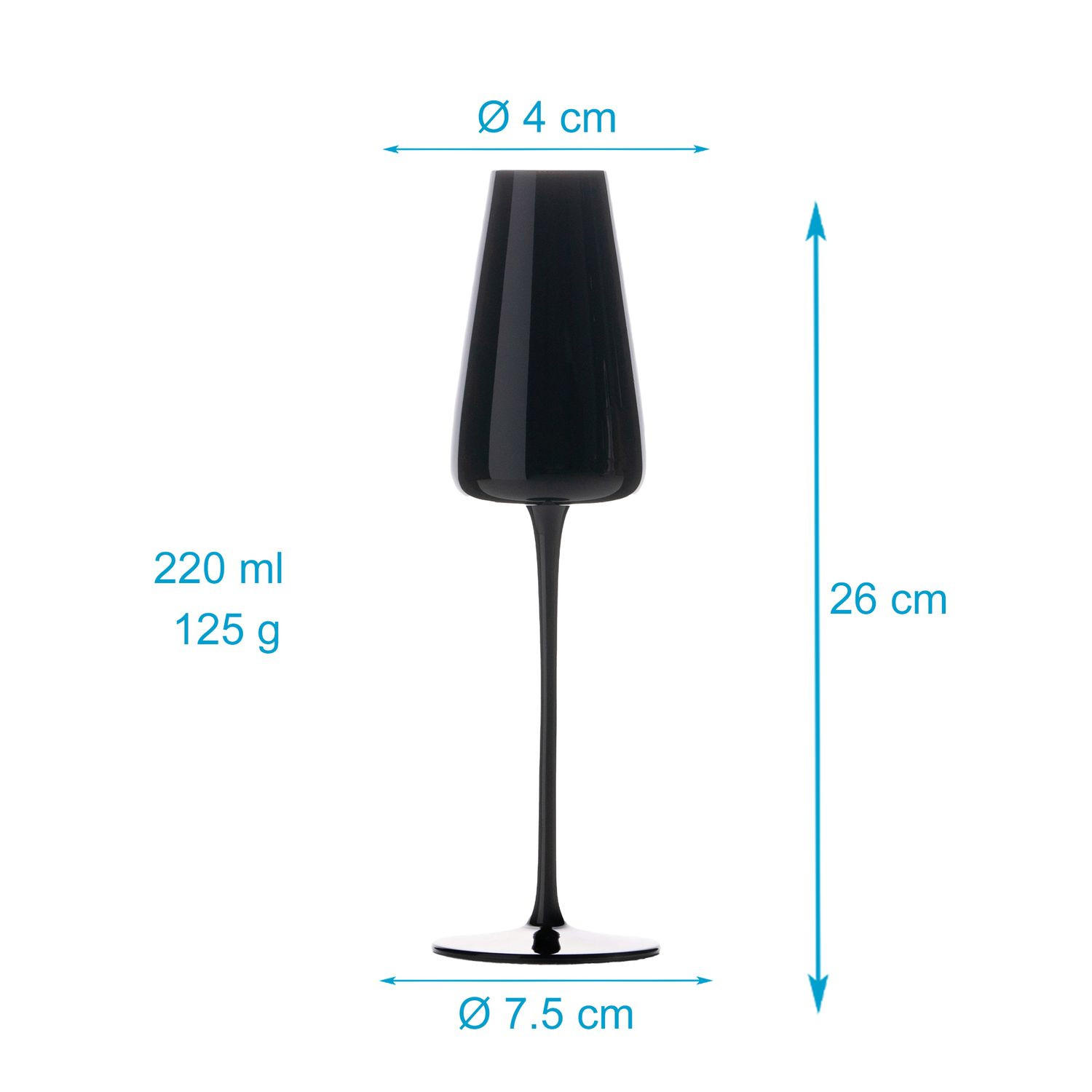 CHAMPAGNERGLÄSER 220 ml (6er-Set) - Schwarz, Glas (0.2L) - Intirilife