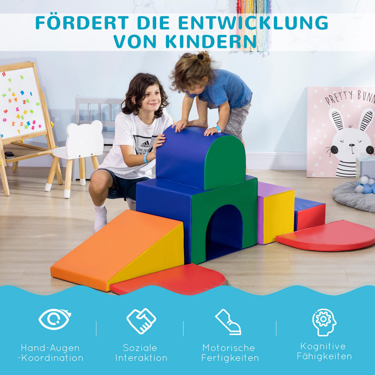 BAUSTEINSET - Multicolor, Kunststoff (130/40/170cm) - HOMCOM