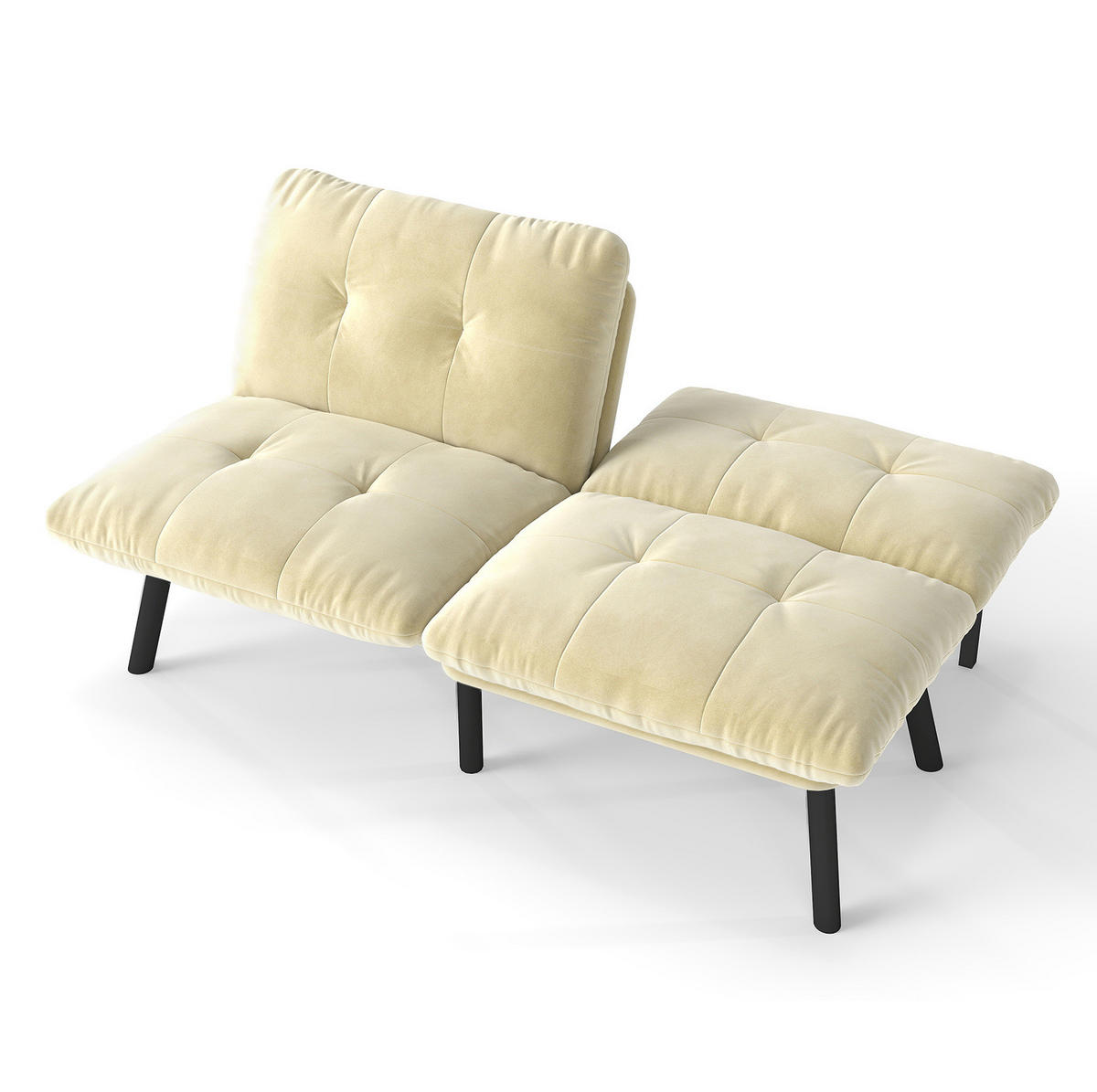 SOFA-BETT klappbar in Cream mit Samtbezug - Weiß, Metall (160/78/81cm) - Meubliv