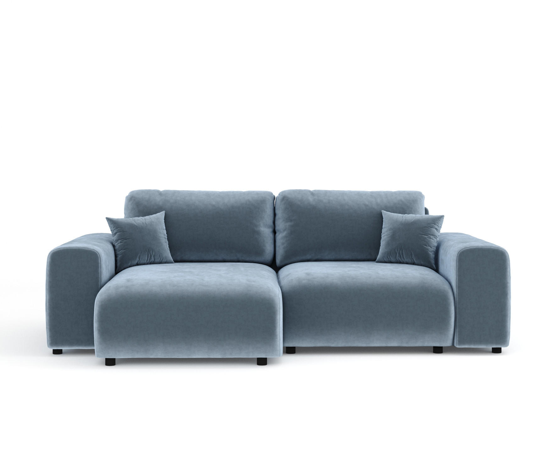 ECKSOFA Zanzibar Blau Grau Samtstoff - Blaugrau/Schwarz, Holz/Holzwerkstoff (237/144cm) - Maison de Reve
