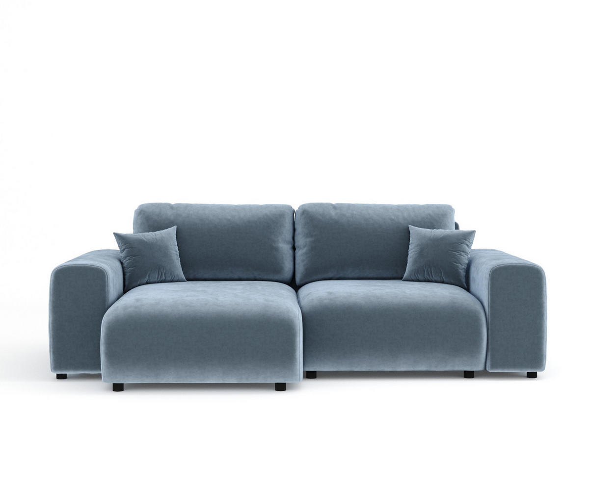 ECKSOFA Zanzibar Blau Grau Samtstoff - Blaugrau/Schwarz, Holz/Holzwerkstoff (237/144cm) - Maison de Reve