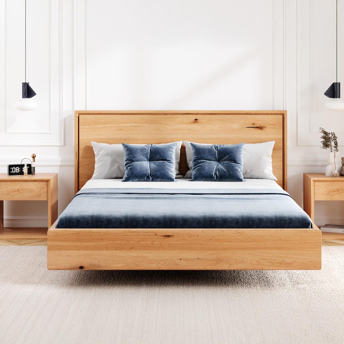 MASSIVHOLZBETT schwebend Valor aus Eiche 200x200 cm - Eichefarben/Naturfarben, Holz (200/200cm) - Danzz