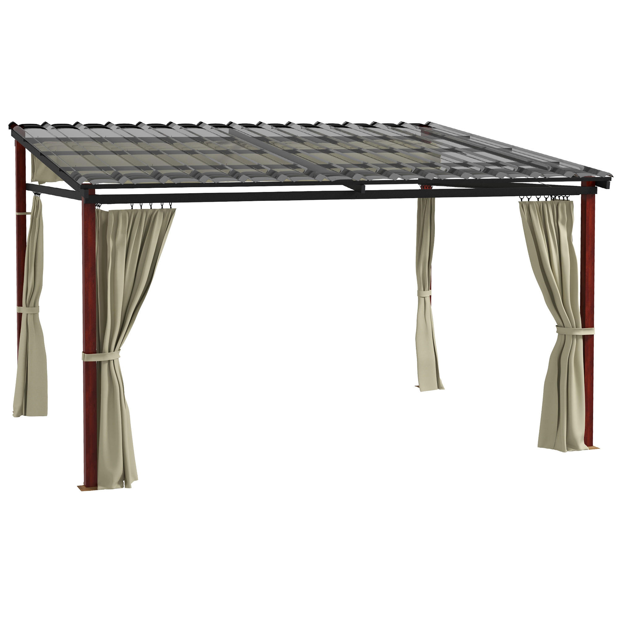 PERGOLA Pavillon mit Seitenwände, Beige - Beige, Kunststoff (300/255/345cm) - Outsunny