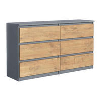 KOMMODE NUDO 138,5/78,5/39cm mit 6 Schubladen Türen Anthrazit - Eichefarben/Anthrazit, Holzwerkstoff (138.5/78.5/39cm) - MASSENO