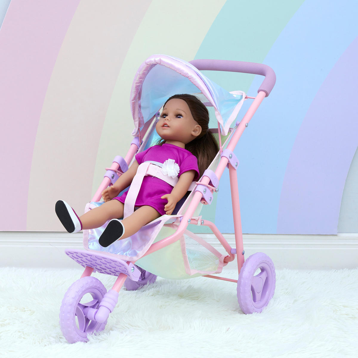 PUPPENWAGEN, Irisierend, 54cm - Multicolor, Holzwerkstoff (33/54/61cm) - Teamson Kids