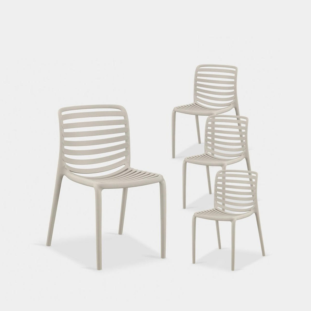 GARTENSTUHL Eros Beige 45 cm x 81 cm 4er-Set - Beige, Kunststoff (45/81/55cm) - Klast Home