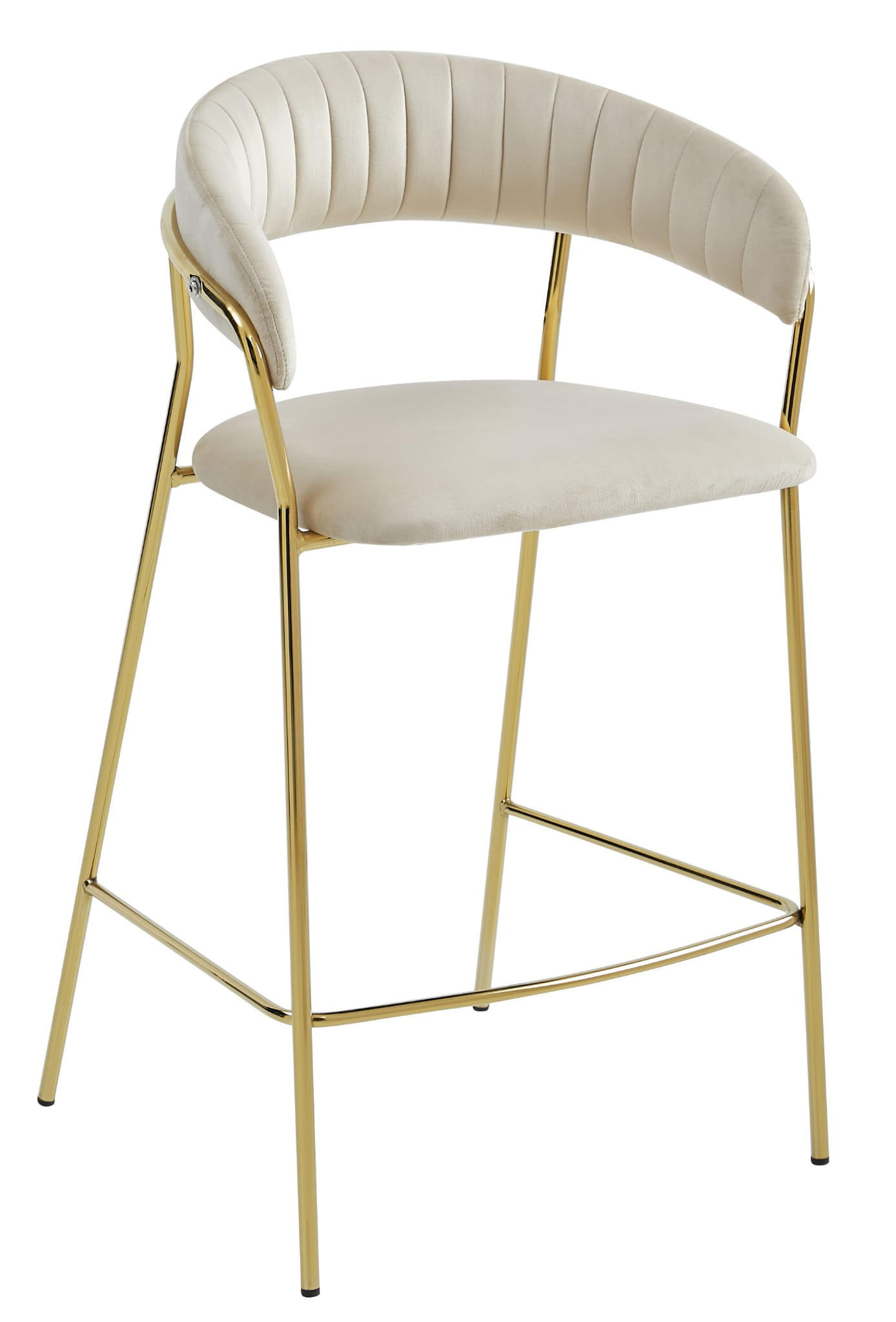 BARHOCKER BADIA beiger Sitz, Goldbasis - Beige, Textil (46/94/45cm) - Valora