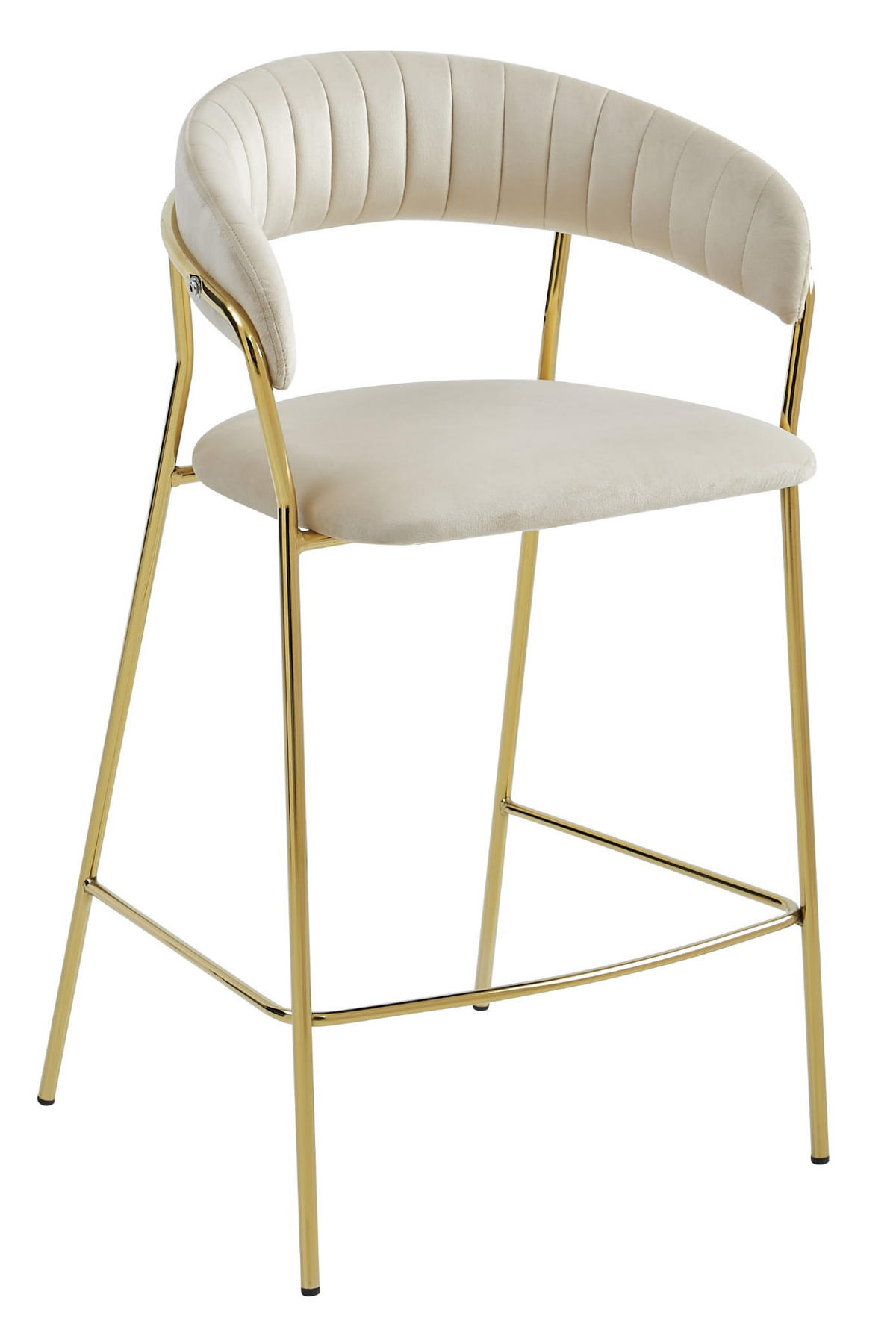 BARHOCKER 2-er Set BADIA beiger Sitz, Goldbasis - Beige, Textil (46/94/45cm) - Valora