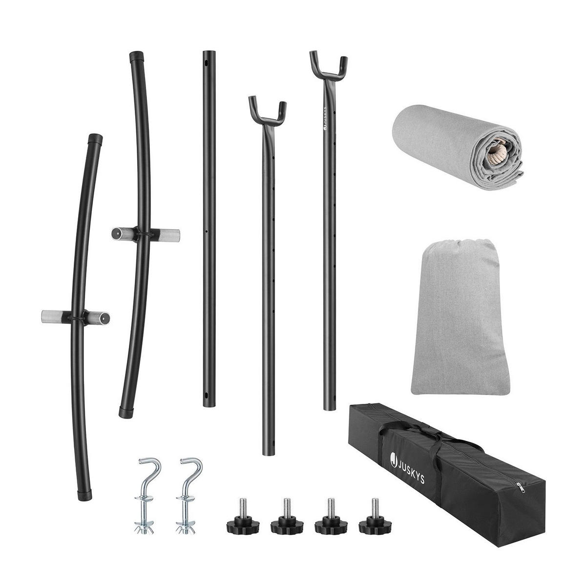 HÄNGEMATTE Paya hellgrau 281x107x96 cm - Hellgrau, Textil/Metall (109/101/279cm) - Juskys