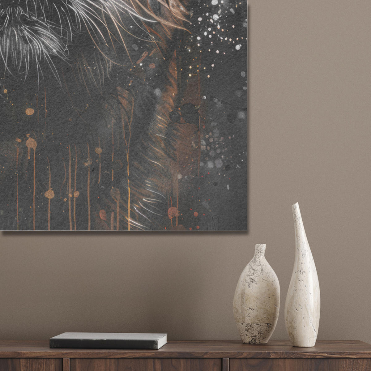 AKUSTIKPANEEL Tiger - Tiere - Porträt - Luxus - Schwarz 70x100 cm - Braun, Textil (70/0.9/100cm) - MuchoWow