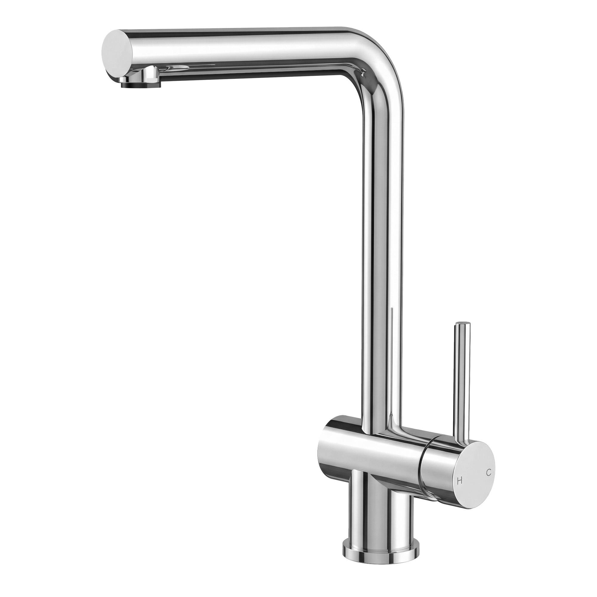 KÜCHENARMATUR SFS-1295 Chrom, L-Form, 360° schwenkbar, 370 mm, Einhebel, Bohrung 33-35 mm - Chromfarben, Metall (5.4/37/25.1cm) - Everstein