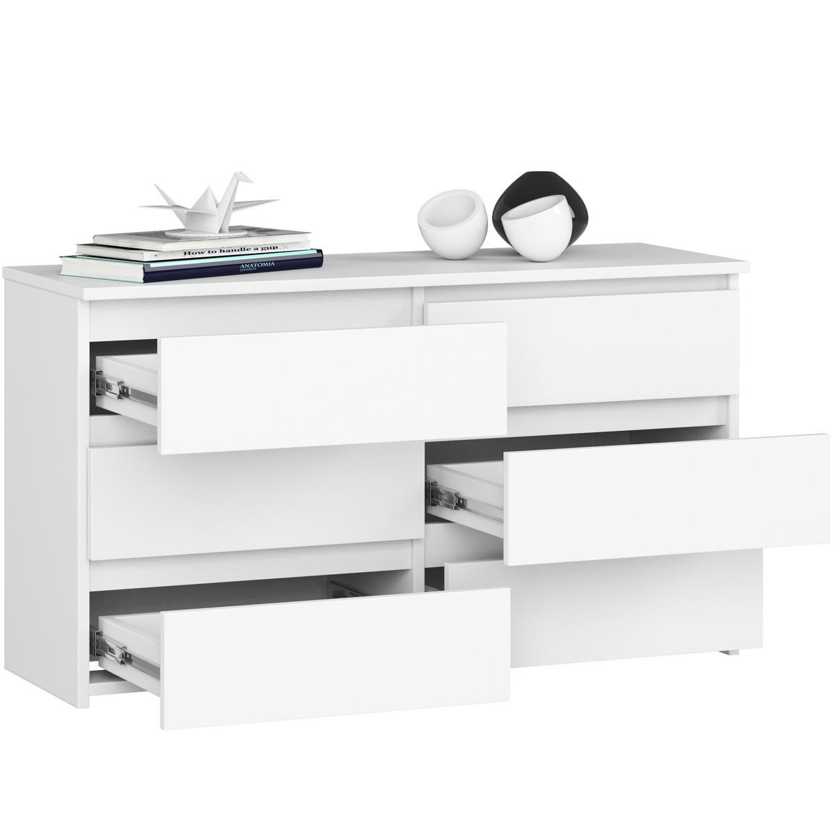 KOMMODE Weiß 35x100x57 cm - Weiß, Holzwerkstoff (100/57/35cm) - Akord