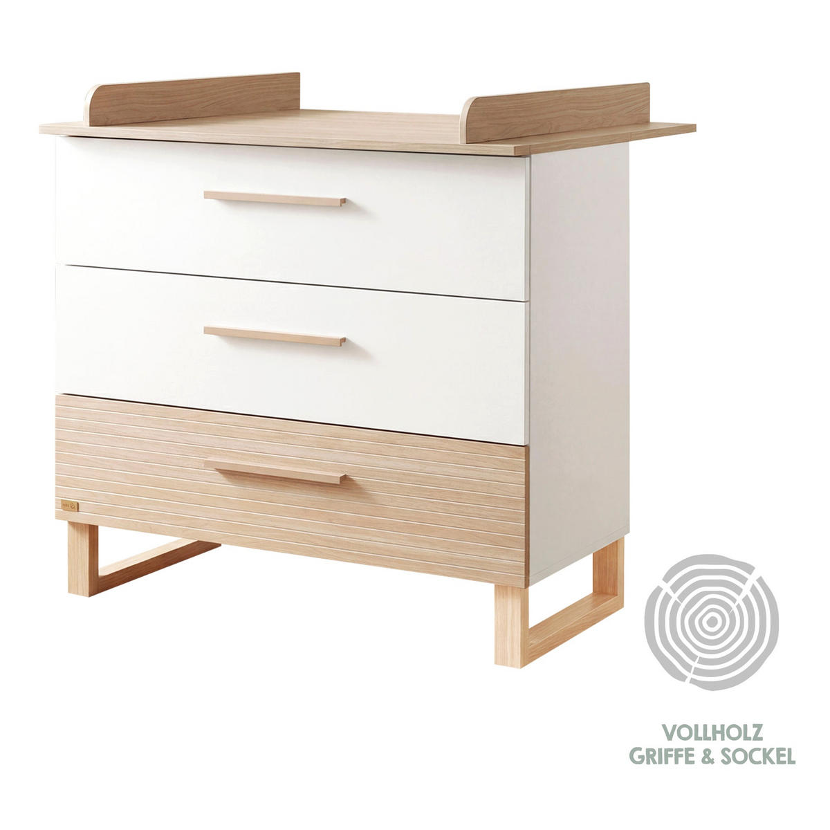 WICKELKOMMODE Noah - Eichefarben/Naturfarben, Holz/Holzwerkstoff (110/99/75cm) - Roba