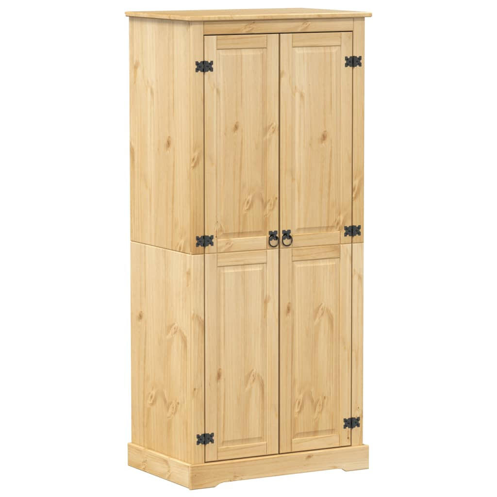 KLEIDERSCHRANK Corona 2-Türig 76/50/170 cm aus Massivholz Kiefer - Naturfarben, Holz (76/170/50cm) - vidaXL