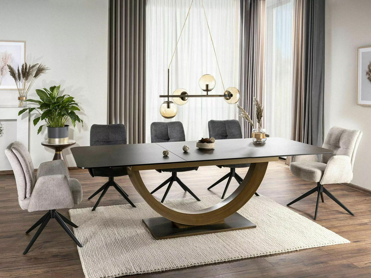 ESSTISCH Wilson Rostfarben / Bronzefarben 180-240 / 100 / 76cm - Schwarz/Bronzefarben, Holz/Keramik (100/240/76cm) - Feldmann-Wohnen