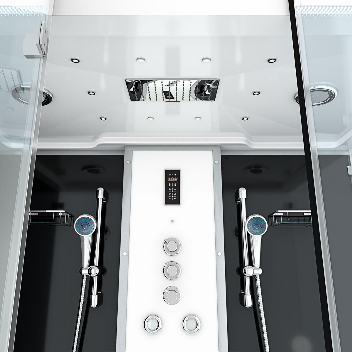 WHIRLPOOL mit Tür Dusche K88-SW-TH-B-SC-EA Duschkabine - Schwarz, Glas/Kunststoff (100/228/180cm) - AcquaVapore by Sandra Jentho